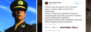 General vai ao Twitter após STF ordenar bloqueio de redes sociais
