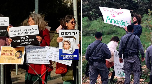 “Vá embora daqui, Brasil e Israel merecem coisa melhor”, dizem manifestantes a Bolsonaro