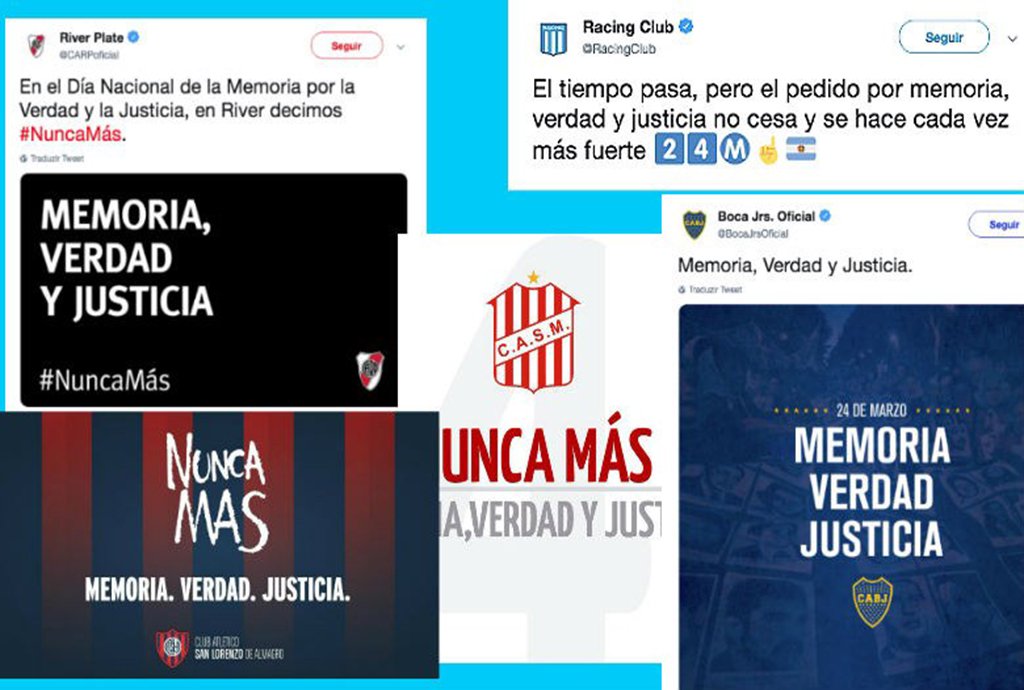 Clubes argentinos se unem para repudiar golpe militar de 1976