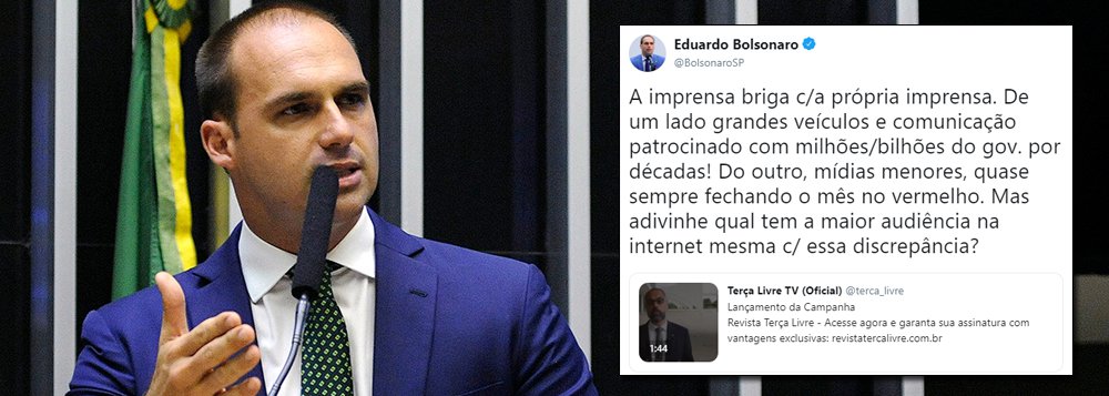 Eduardo Bolsonaro faz campanha para site que divulgou fake news sobre jornalista do Estado
