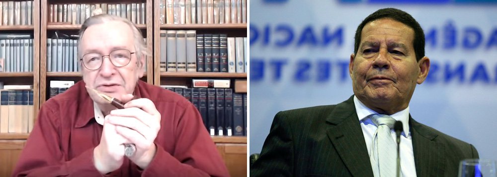 Guru de Bolsonaro, Olavo agride Mourão e o chama de idiota