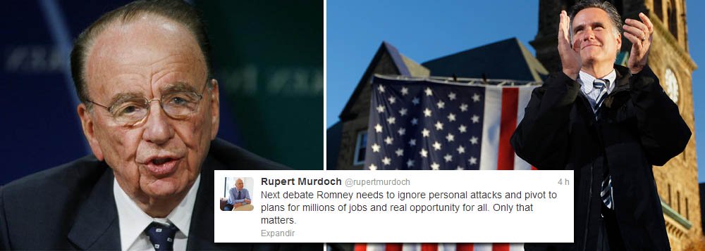 Pelo Twitter, Murdoch declara apoio a Romney