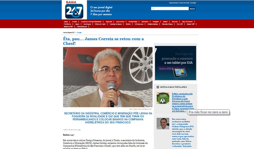 Secretário baiano quer pernambucanos fora da Chesf