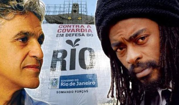 Caetano e Seu Jorge convocam massa para comício dos royalties