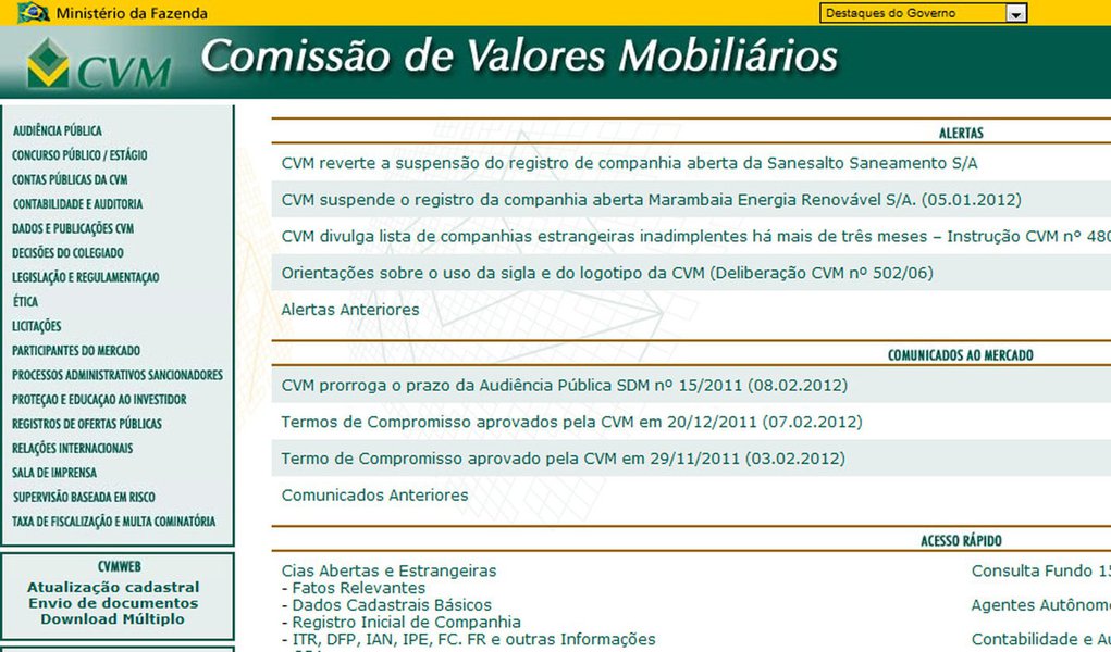 CVM reconhece pane em seu sistema, mas não esclarece