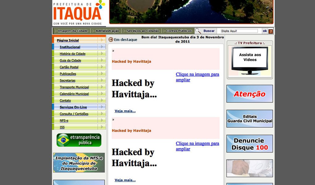 Hackers invadem sites do Bope, prefeituras e Promotoria