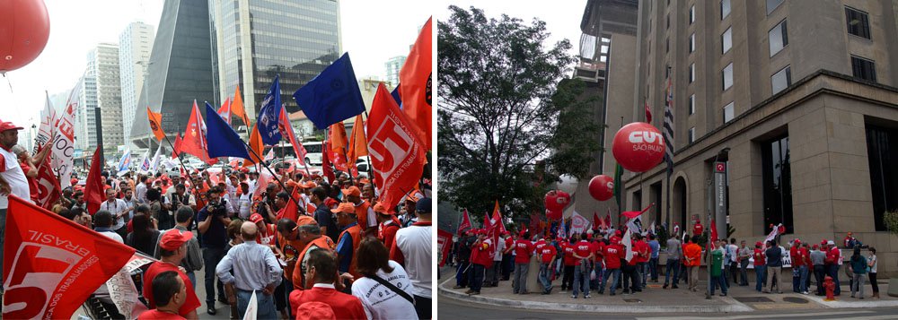 Grevistas protestam na Paulista