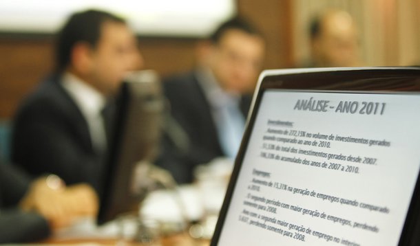 Interior na rota de produção de tablets