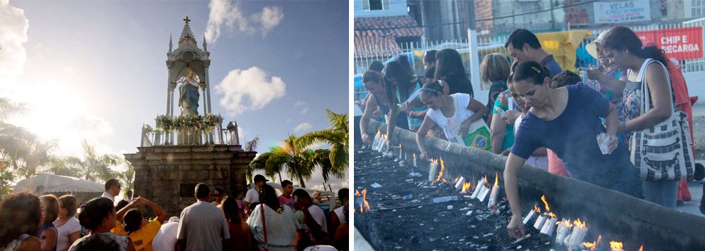 Fiéis sobem o morro em homenagem a Virgem da Conceição