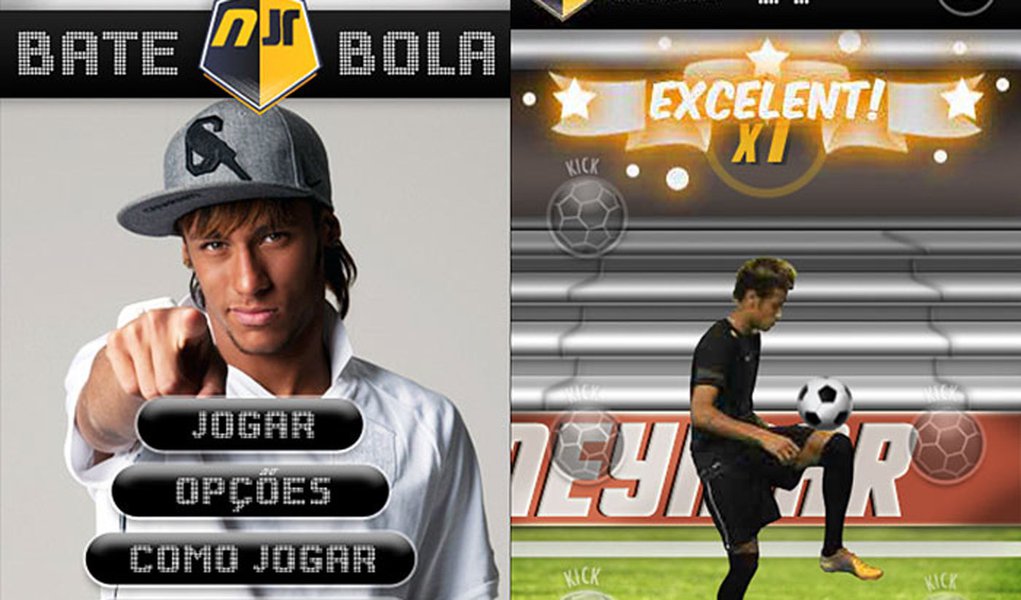 Neymar dá embaixadinhas em jogo para celular