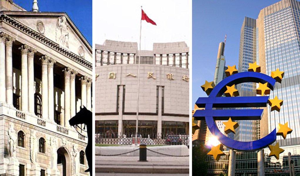 Três grandes bancos centrais adotaram medidas de estímulo à economia