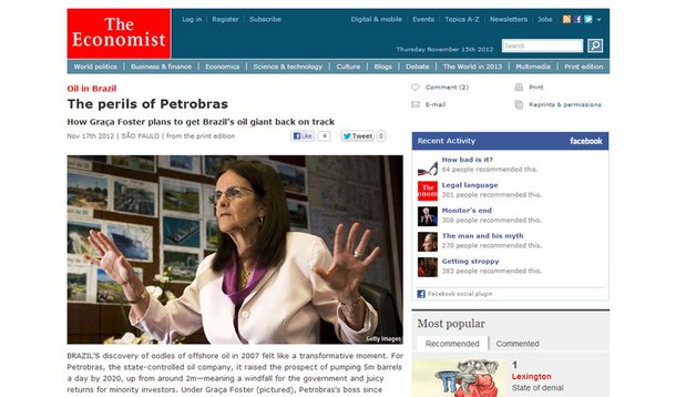 Economist destaca "ajuste de gestão" na Petrobras