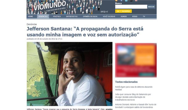 Estudante diz que Serra usou sua imagem sem autorização