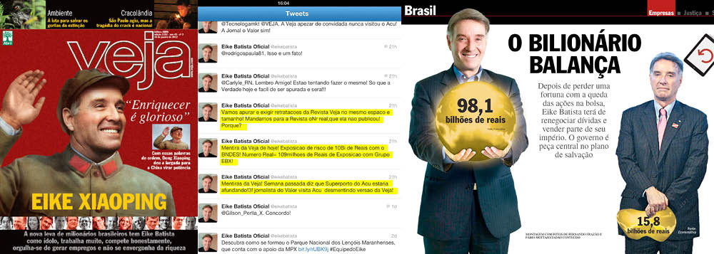 Pelo Twitter, Eike Batista ameaça processar Veja Pelo Twitter, Eike Batista ameaça processar Veja