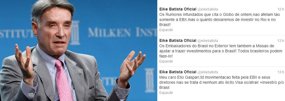 Pelo Twitter, Eike reage a críticas e ataca a imprensa