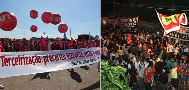Centrais sindicais realizam ato contra projeto de terceirização