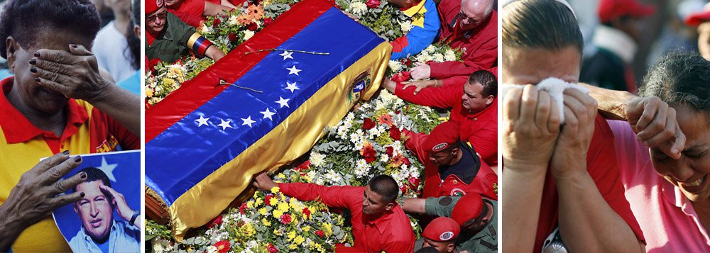 Multidão chora Chávez à volta do caixão nas ruas