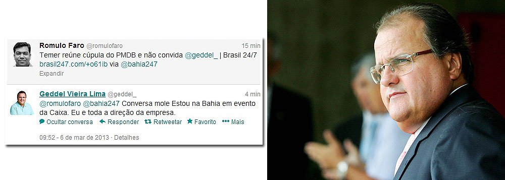 Geddel ao 247 sobre 'queda' da Caixa: "Conversa mole"