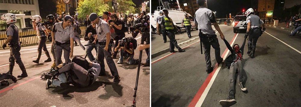 Vídeo: Jovem é arrastada por PMs em protesto