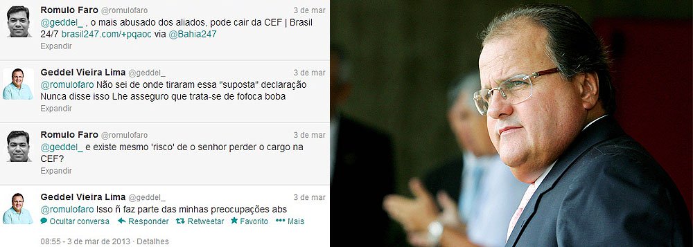 Geddel ao 247: "Não me preocupo com intrigas"