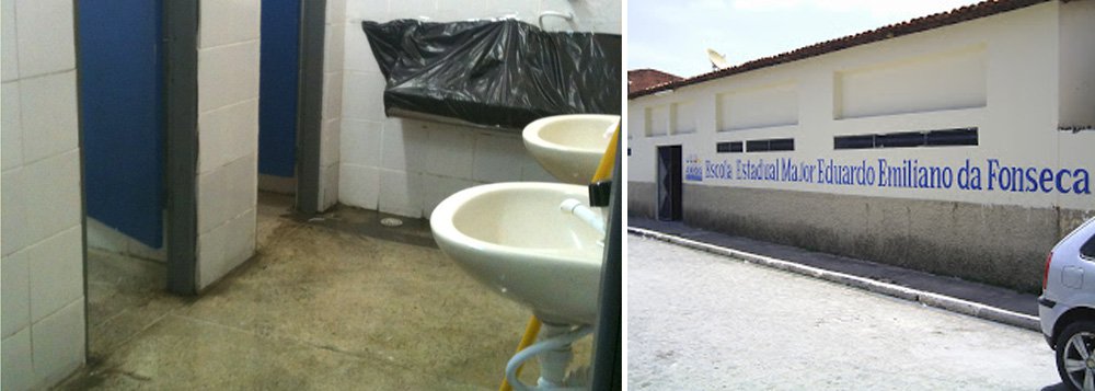 Escola reformada apresenta alagamentos