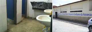 Escola reformada apresenta alagamentos