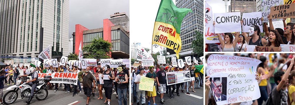 Na Paulista, 200 pedem "Fora, Renan"