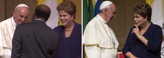 Barbosa cumprimenta o papa e ignora Dilma