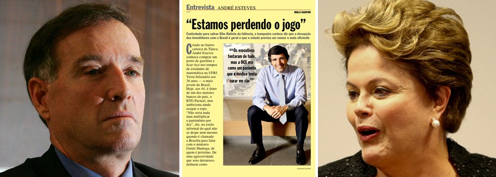 Sócio da Caixa, Esteves rifa em Veja Dilma e Eike