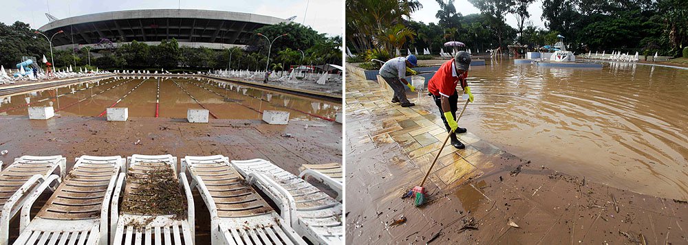 Chuva: estrutura do São Paulo fica embaixo d´água