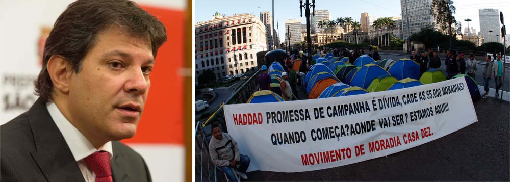 Por moradia, manifestantes acampam diante da prefeitura de SP