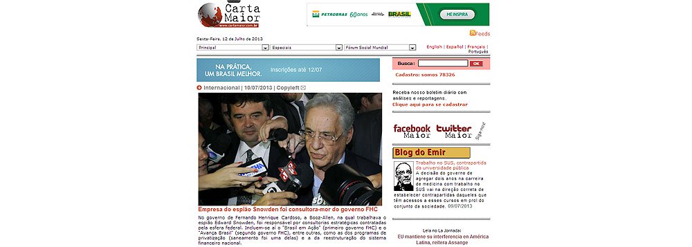 Carta Maior: Consultoria de Snowden era braço-direito de FHC