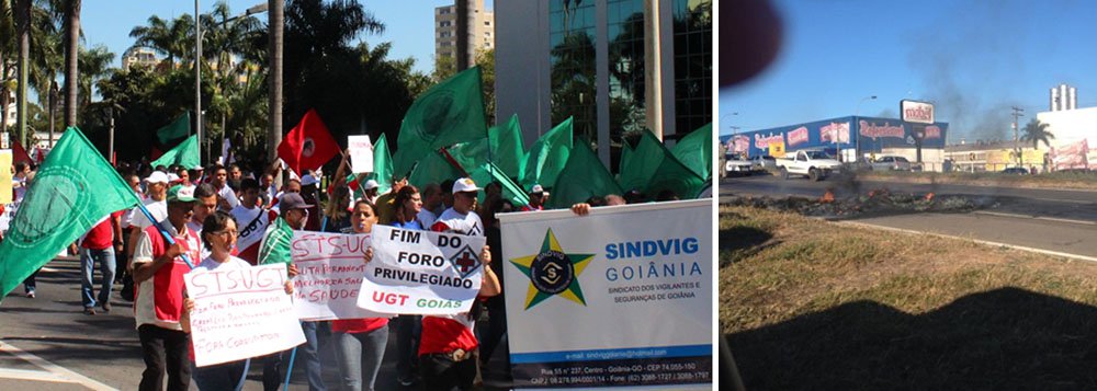 Centrais Sindicais fazem protestos em Goiás