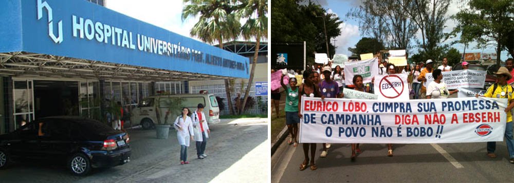 Servidores e estudantes protestam contra terceirização