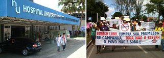 Servidores e estudantes protestam contra terceirização