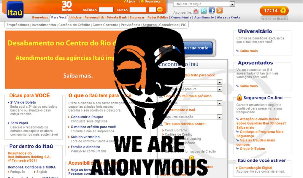 Hackers tiram site do Itaú do ar e prometem mais