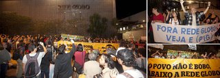 Em protesto, manifestantes 'lacram' Rede Globo