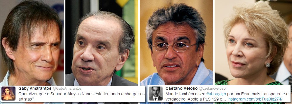 Aloysio barra Ecad e irrita o Rei, Caetano e Marta