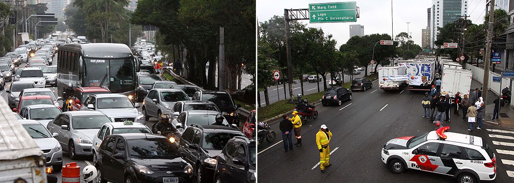 Protesto causa congestionamento de 11,5 km na Marginal Pinheiros