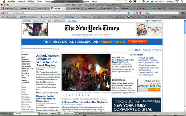 NY Times destaca tragédia de Santa Maria