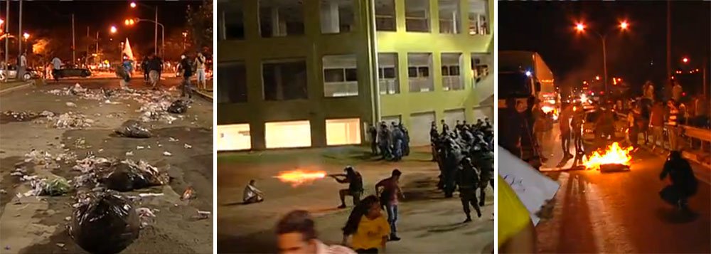 Manifestantes enfrentam polícia e atacam imprensa