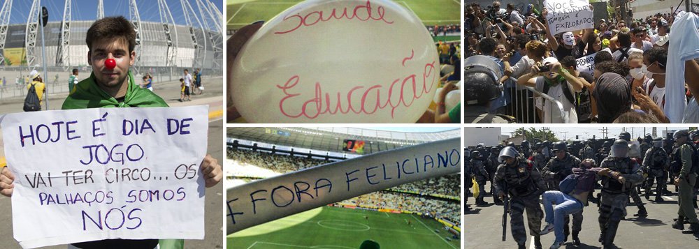 Torcida protesta dentro da Arena Castelão