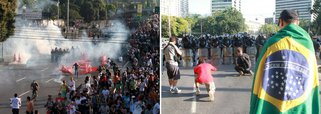 PM usa bombas de gás e spray para coibir protesto