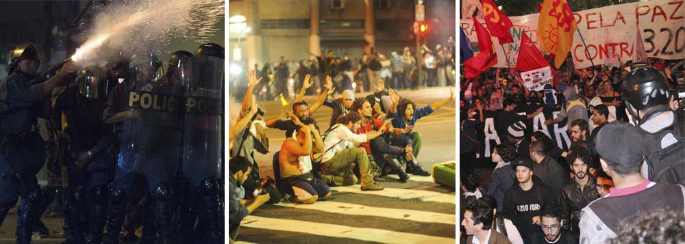 PM enfrenta manifestantes pelas ruas de São Paulo