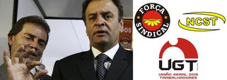 Com vários alvos, Aécio flerta com sindicalistas