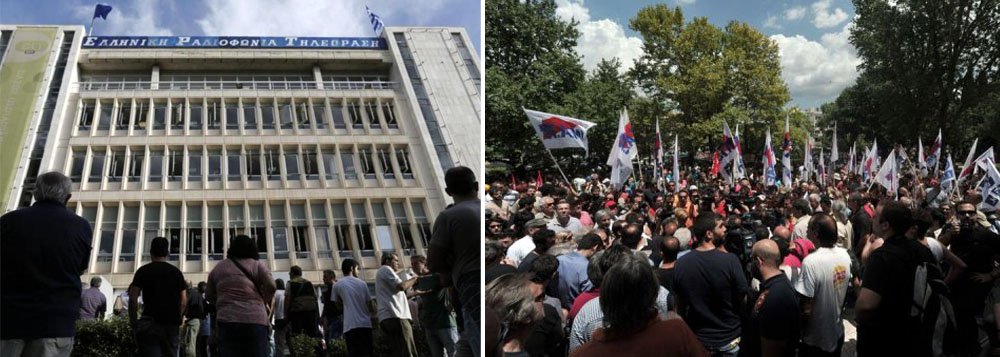 Gregos fazem greve contra fechamento de TV estatal