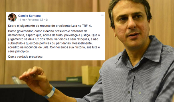 Governador do Ceará apoia Lula: "que a verdade prevaleça"