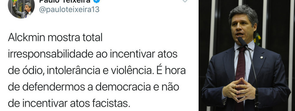 Paulo Teixeira critica Alckmin por incitar atos de ódio