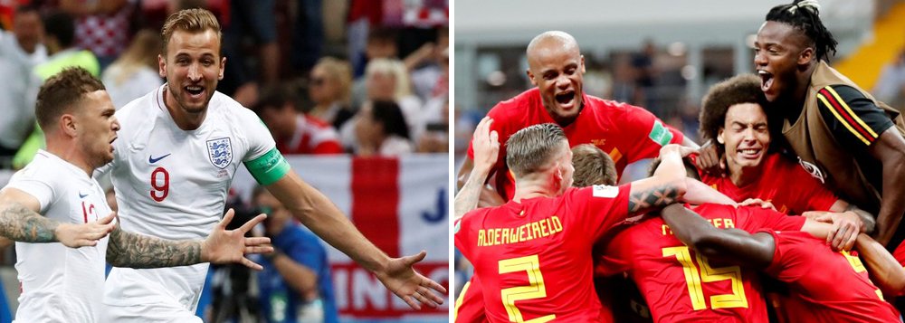 Inglaterra e Bélgica voltam a campo pelo terceiro lugar da Copa