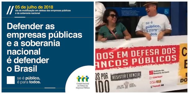 Bancários realizam ato em defesa do patrimônio e da soberania nacional